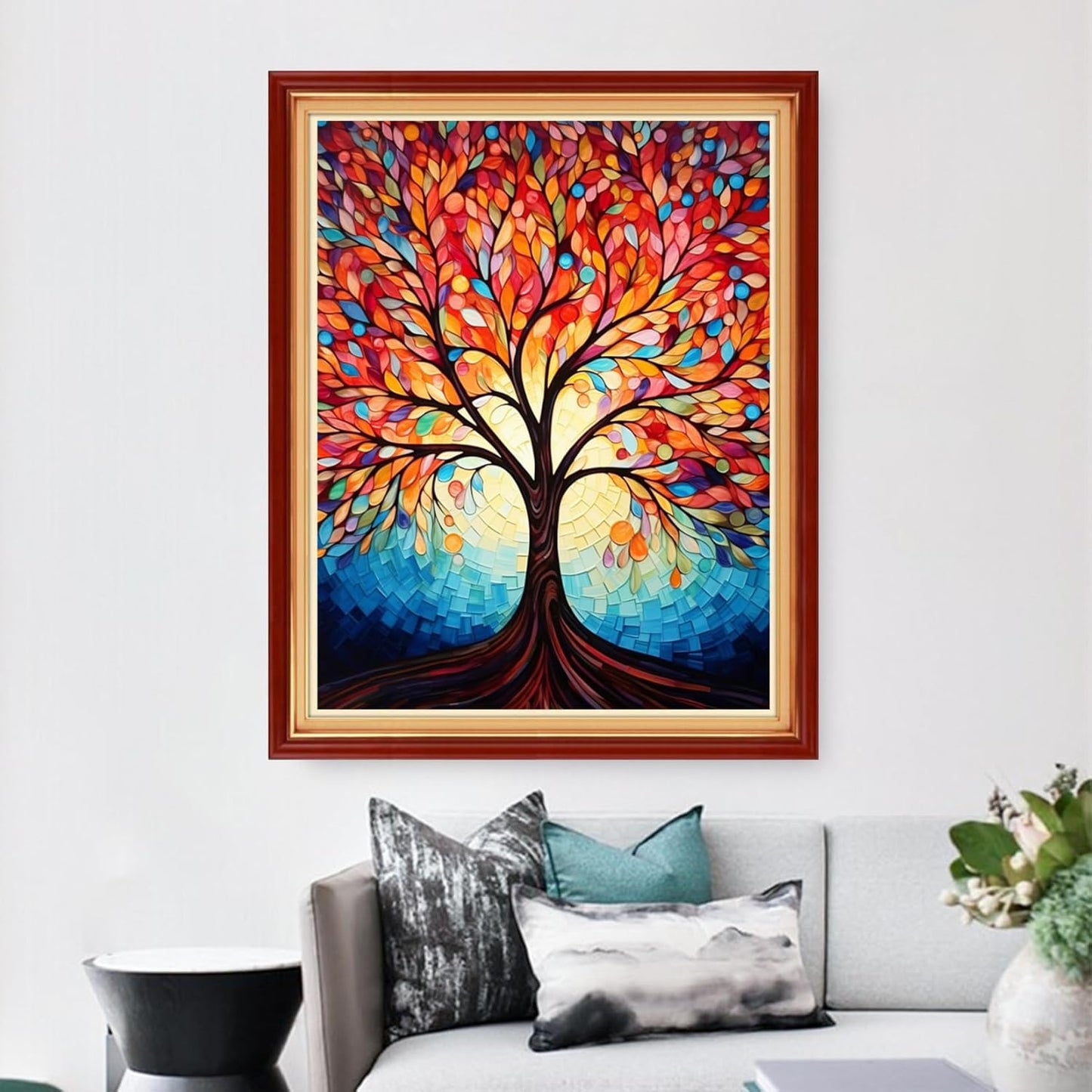 Dimensean Stamped Cross Stitch Kits Full Range of Embroidery Patterns Starter Kits for Beginners Adult or Kids DIY Cross Stitches Needlepoint Kits 11CT-Colorful Night Light Tree 16x20 inch