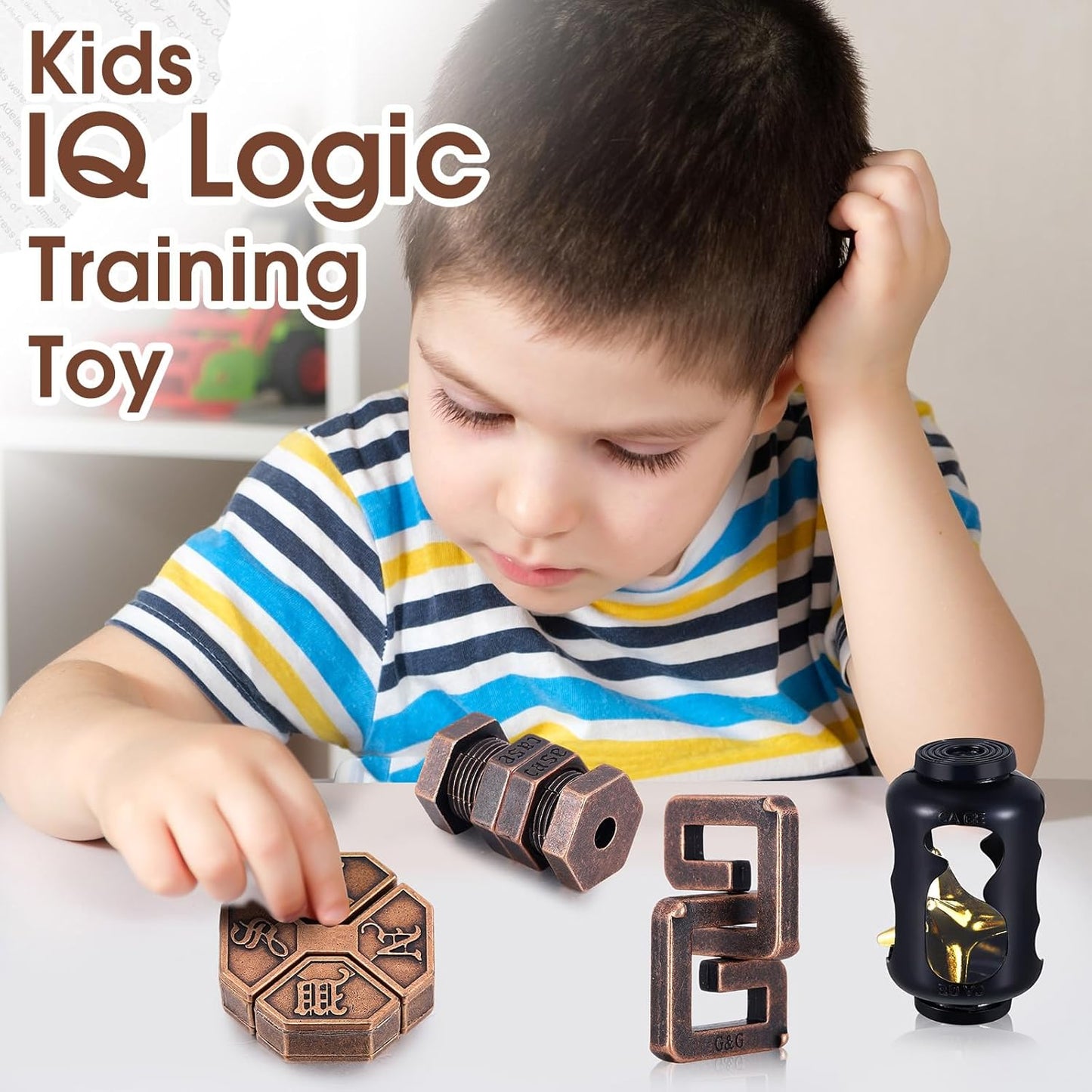 Wettarn 9 Pcs Metal Brain Teaser Puzzles Teaser 3D Steel Puzzle for Adults Unlock Interlocking Games IQ Education Smart Logic Test Toys for Adults Mind Challenge(Adorable Style)