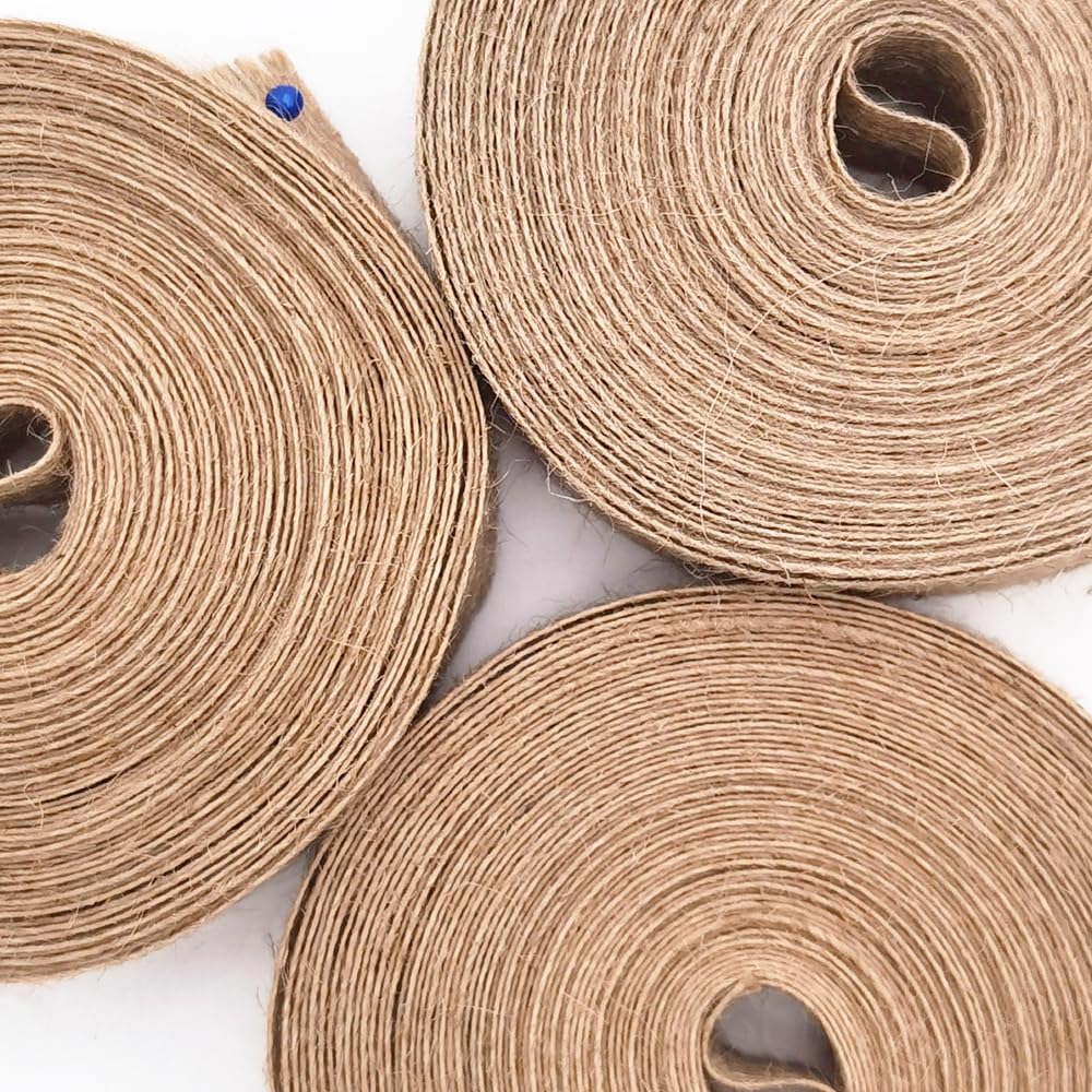 INSPIRELLE 3 Rolls 0.6 Inch Natural Burlap Fabric Roll 99 Feet Jute Lined Ribbon for Gift Wrapping Craft Projects Wedding Decoration Home Decoration 15mm