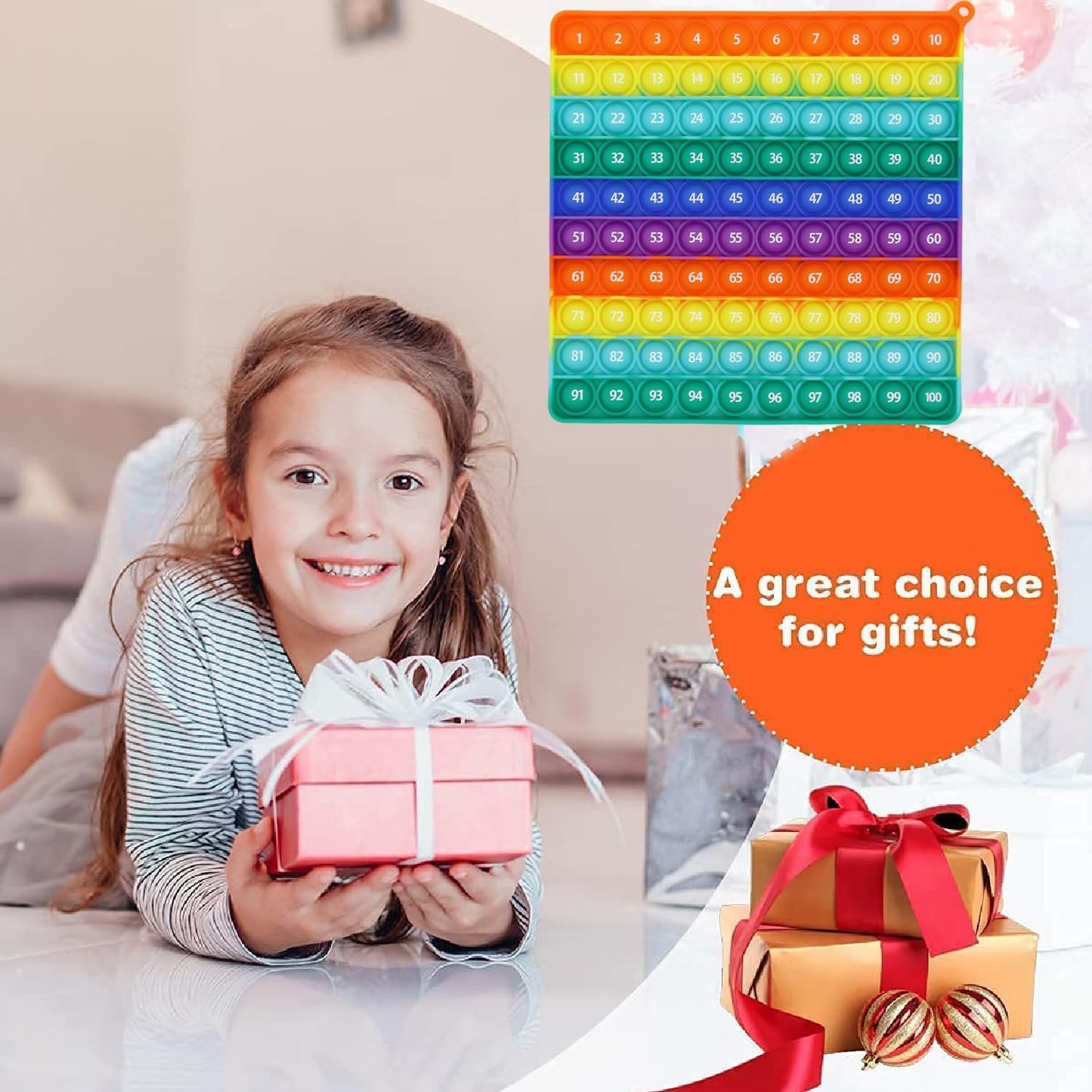 Double Side 1 100 200 Pop it, Chart, Numbers, Row Counter Knitting Crochet, Stitch Counters Crocheting Square Popper Fidget Sensory Toy, Educational Tool, Great Gift for Birthdays, Christmas