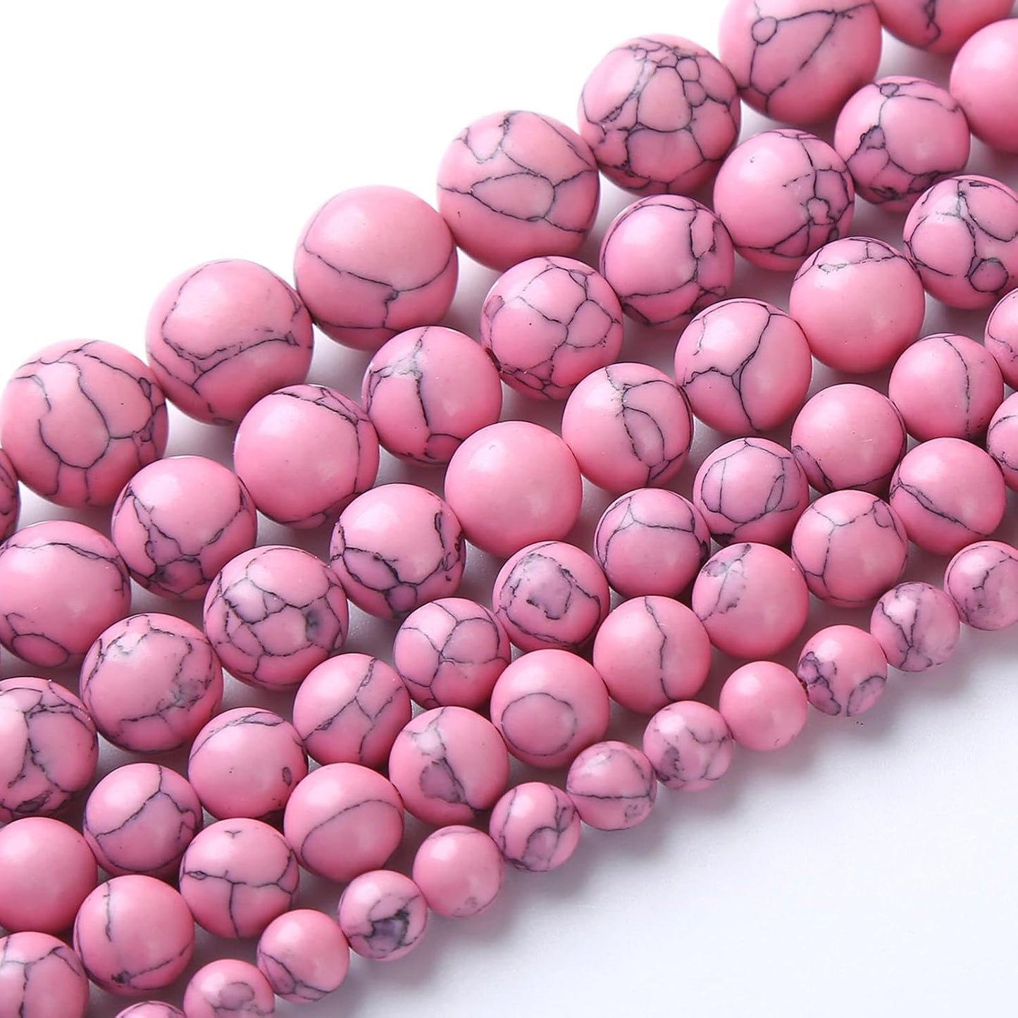90pcs 4mm Pink Turquoise Beads Natural Stone Round Loose Spacer Beads for Jewelry Making DIY Bracelet Necklace 1 Strand 15.5inch
