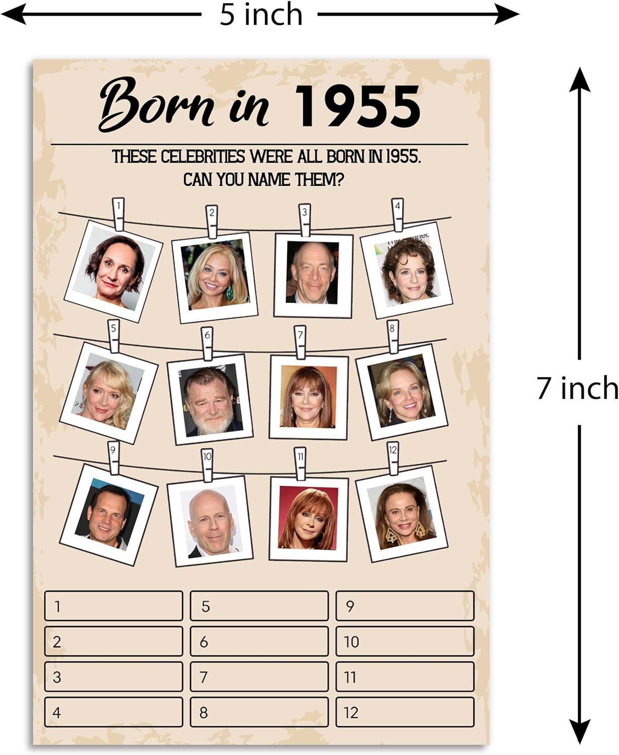 70th Birthday Party Games, Set of 2 Activities for 15 Guests, Born in 1955 Games Bundle, Birthday Party Supplies for Adults, Pack of 30 Cards