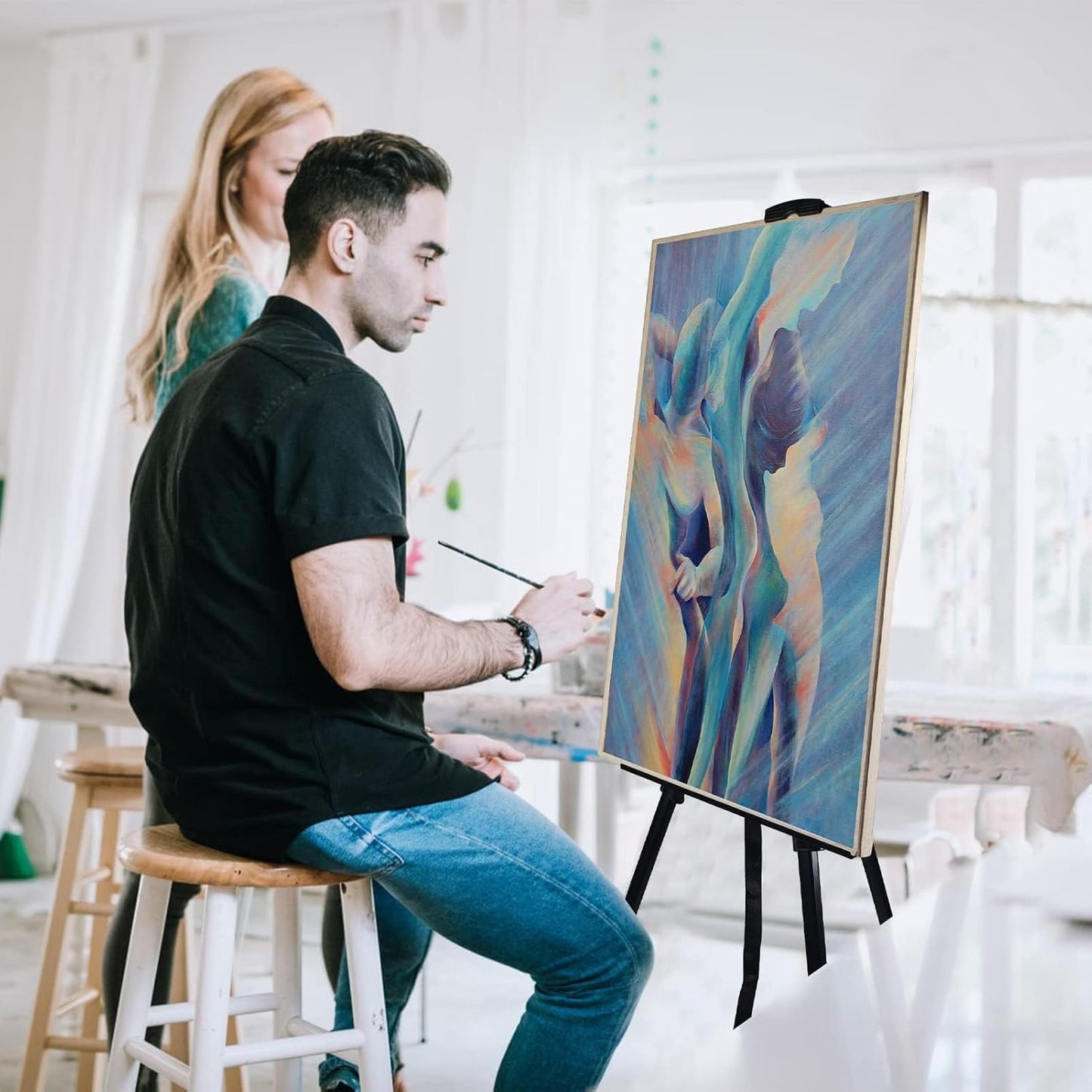 Art Easel Stand for Displaying - 66 Inch Height Adjustable Aluminum Metal Easels for Wedding Sign Display and Drawing & Outdoor and Portable for Adults - Sturdy and Painting,2-Pack.