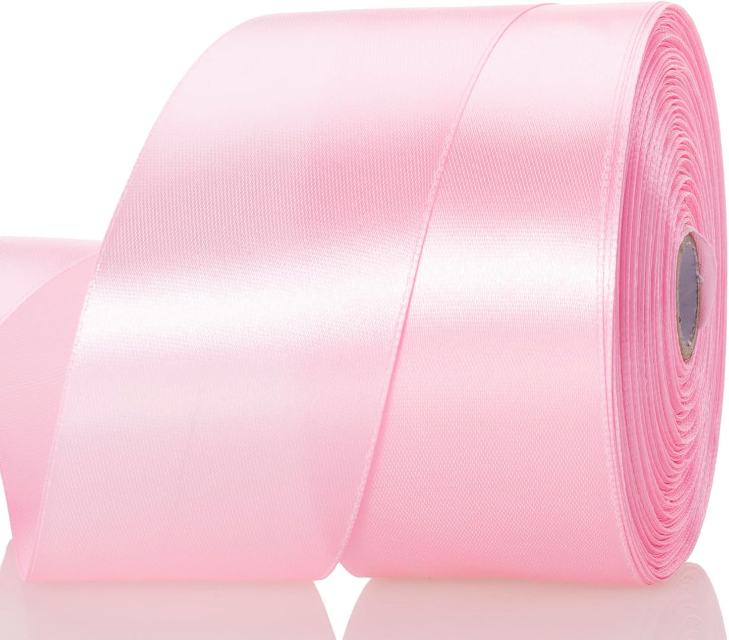 2 Inch Pink Solid Satin Ribbon, 50 Yards Craft Fabric Ribbon for Gift Wrapping Floral Bouquets Wedding Party Decoration