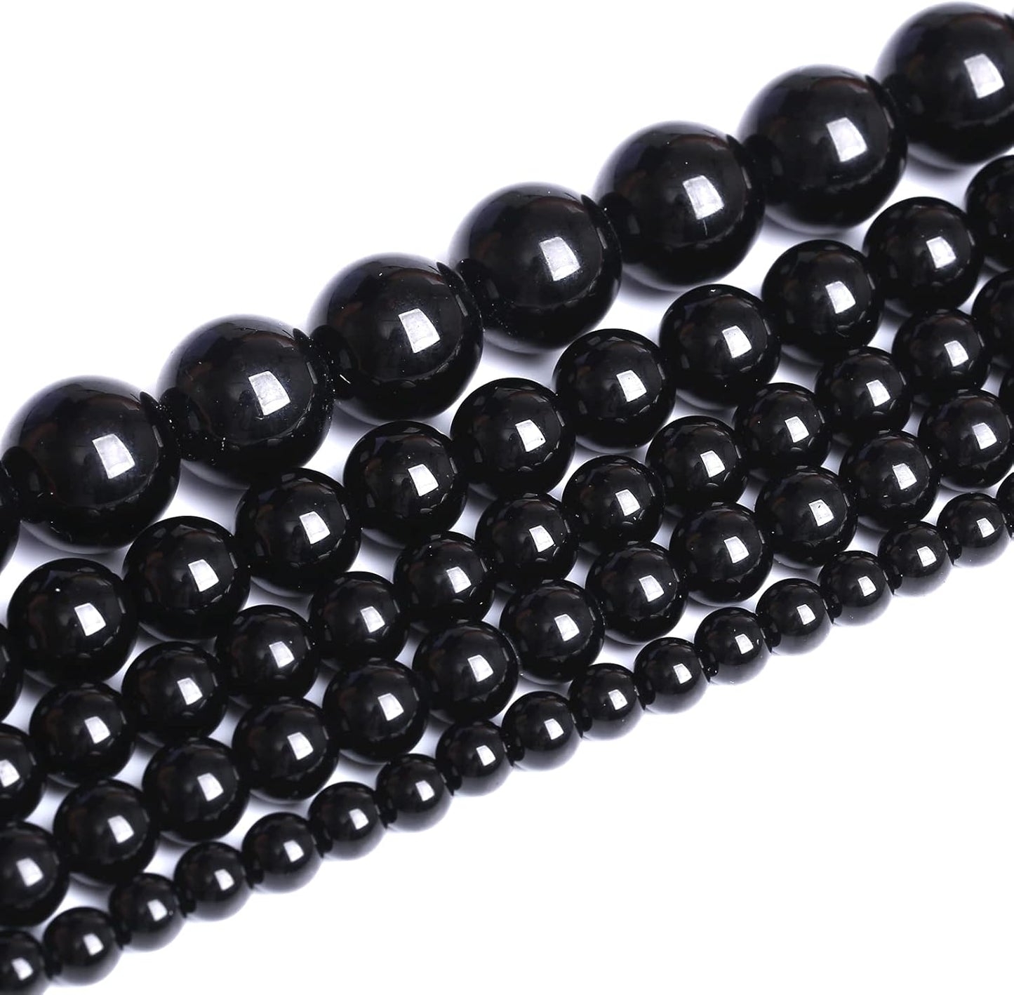 10mm 41pcs Natural Black Agates Onyx Stone Beads Smooth Round Loose Spacer Beads for Jewelry Making DIY Bracelets 15" (Black Agate, 10mm)