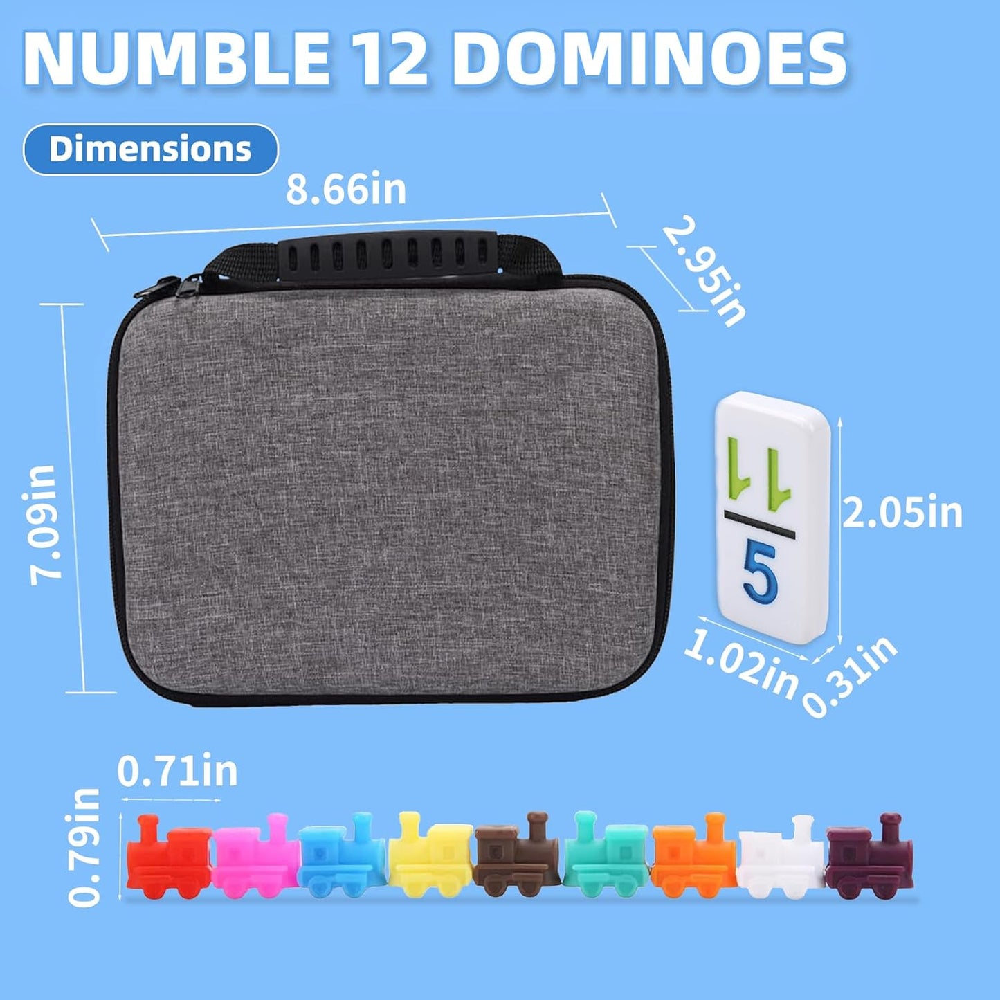 Travel Protable Mexican Train Dominoes Set Numbers Double 12 Dominoes Set with 91 Colored Tiles Number Domino Set for Kids, Adults Family Board Team Games