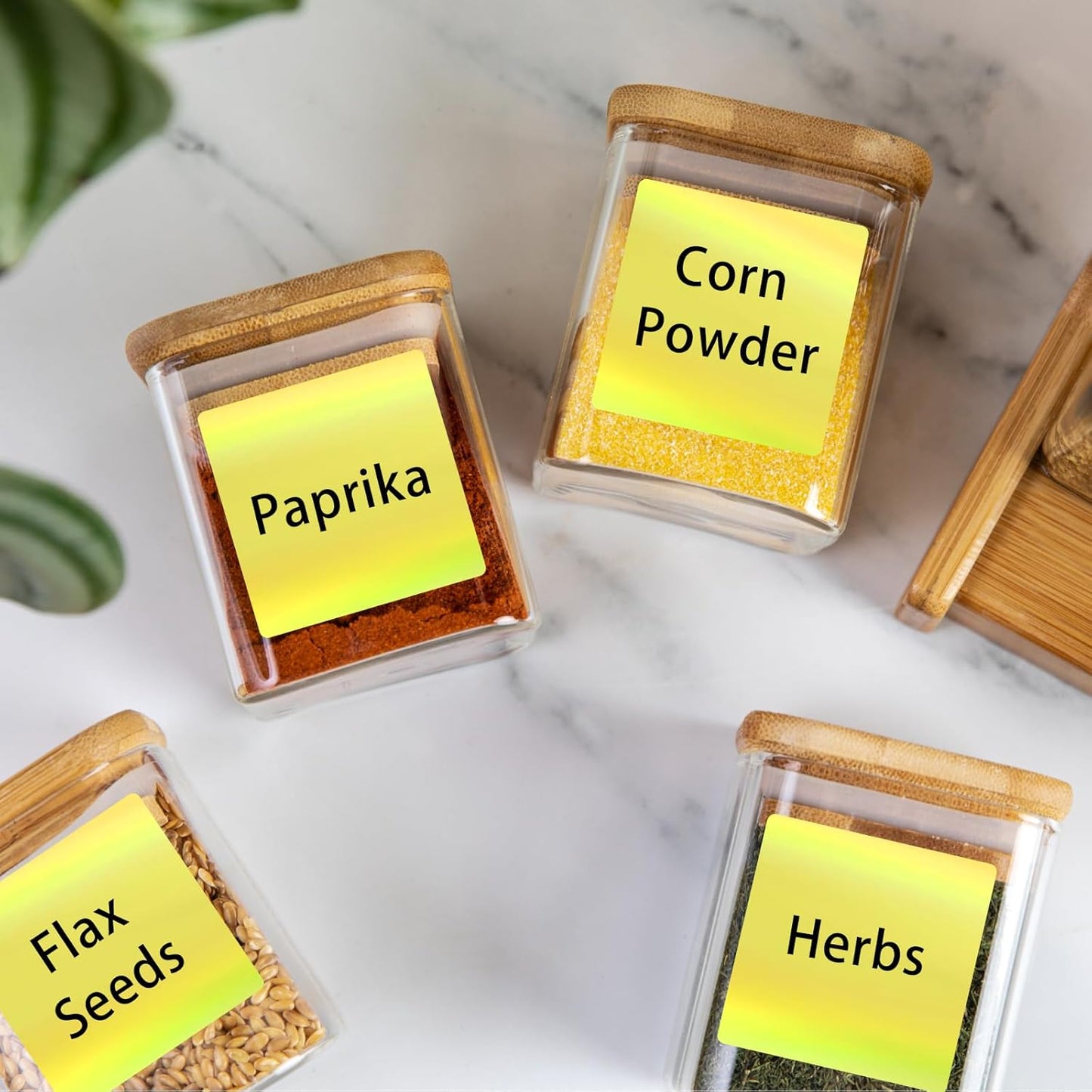 Square Thermal Labels Stickers 2" x 2", Holographic Thermal Stickers Labels, Self-Adhesive Glitter Direct Thermal Label for Small Business, DIY Design- Holographic Yellow