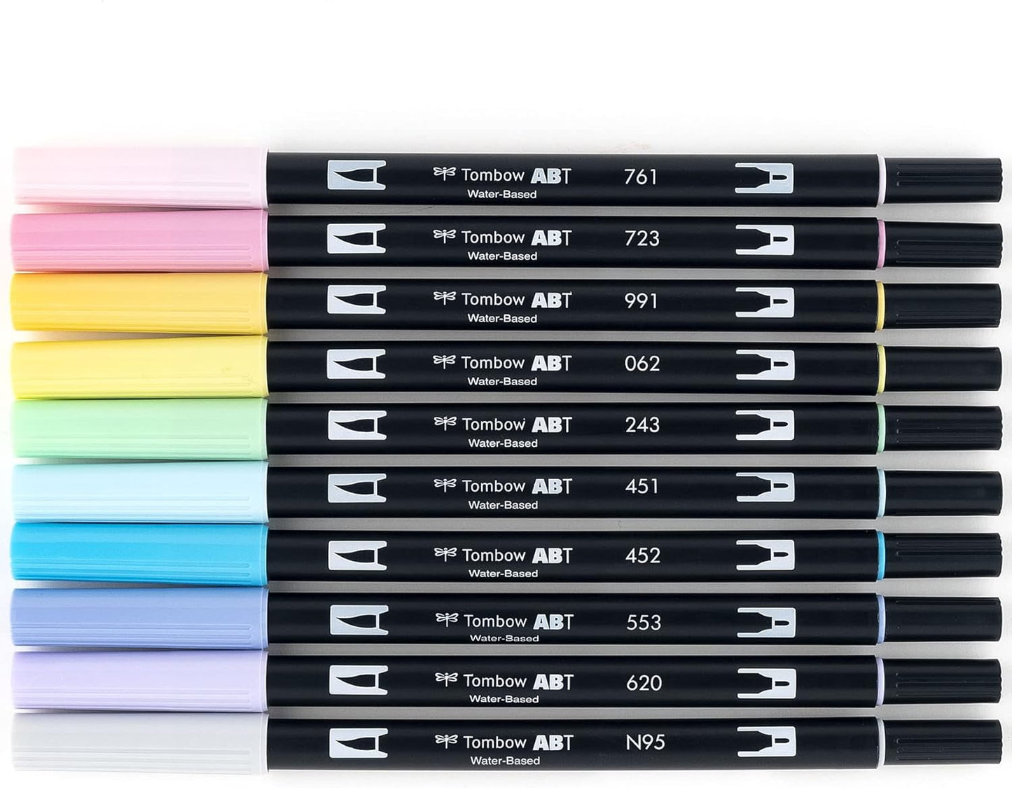 Tombow 56187 Dual Brush Pen Art Markers, Pastel, 10-Pack. Blendable, Brush and Fine Tip Markers