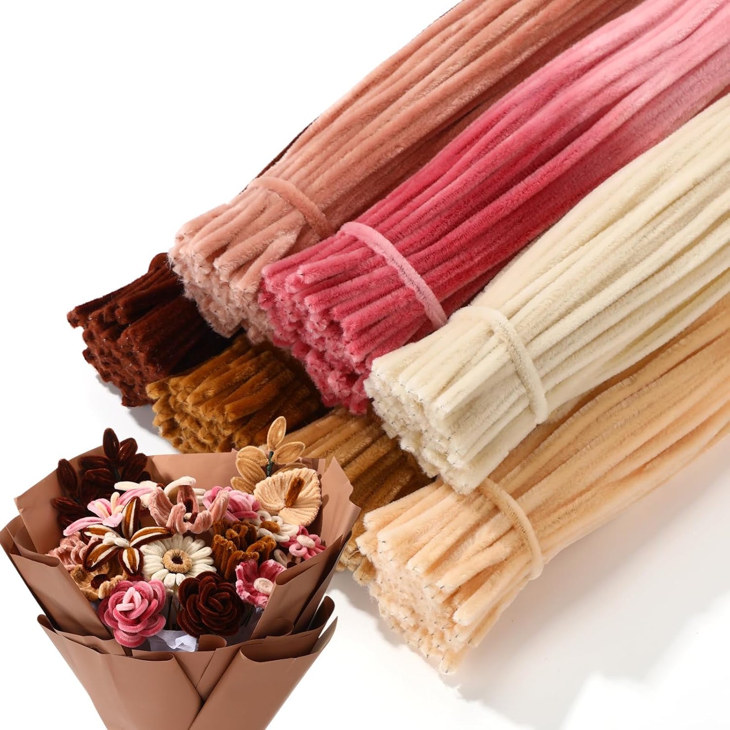 DaisyInner 700 Pcs Halloween Fall Pipe Cleaners Craft Bulk Pastel Chenille Stems Flower DIY Gradient Colored Fluffy for School Classroom Thanksgiving Christmas Party Supplies(Bohemia)