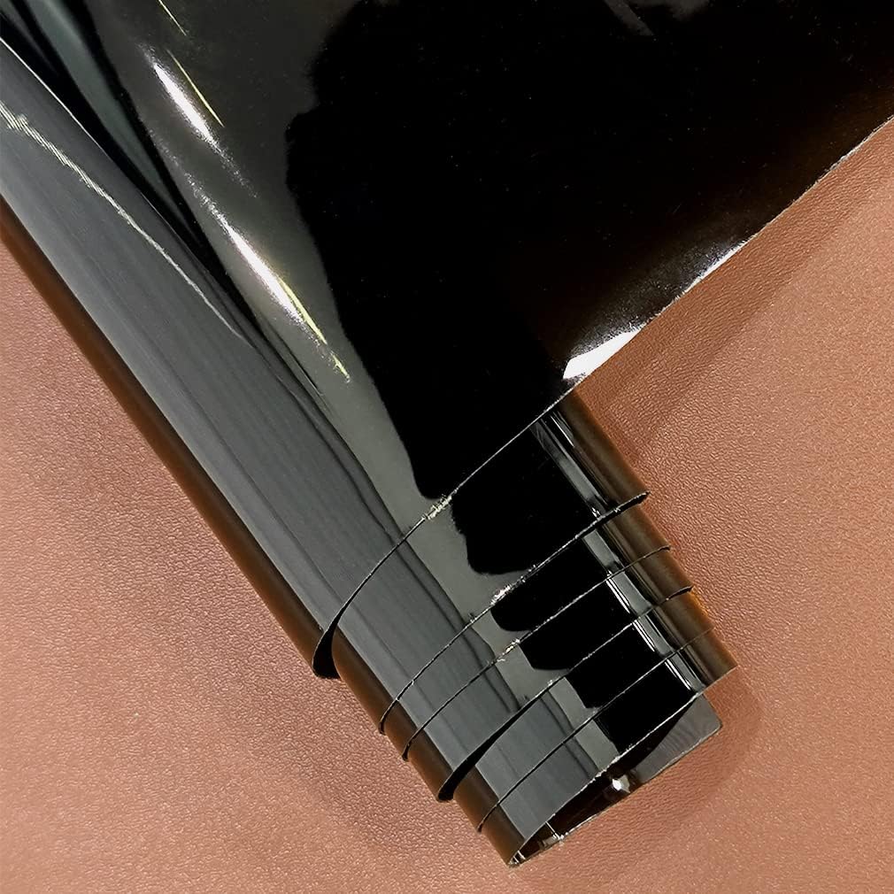 HYANG Solid Colors Transparent PVC Super Clear Holographic Vinyl 1 Roll 12" x 47" (30cm x 120cm) for DIY Bows Earrings Bags DIY Crafts Making (Black)