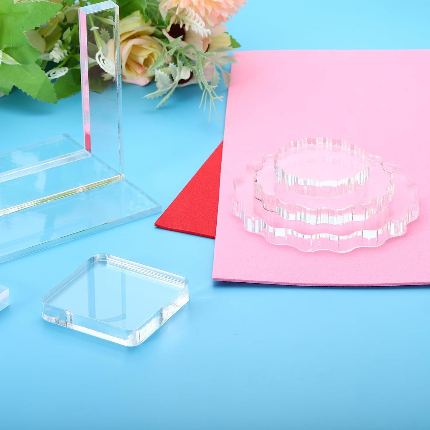 PATIKIL Acrylic Stamp Block, 1 Pack Clear Stamping Block with Grid Lines Decorative Mounting Blocks Set Rectangle for Scrapbooking Crafts Card Making