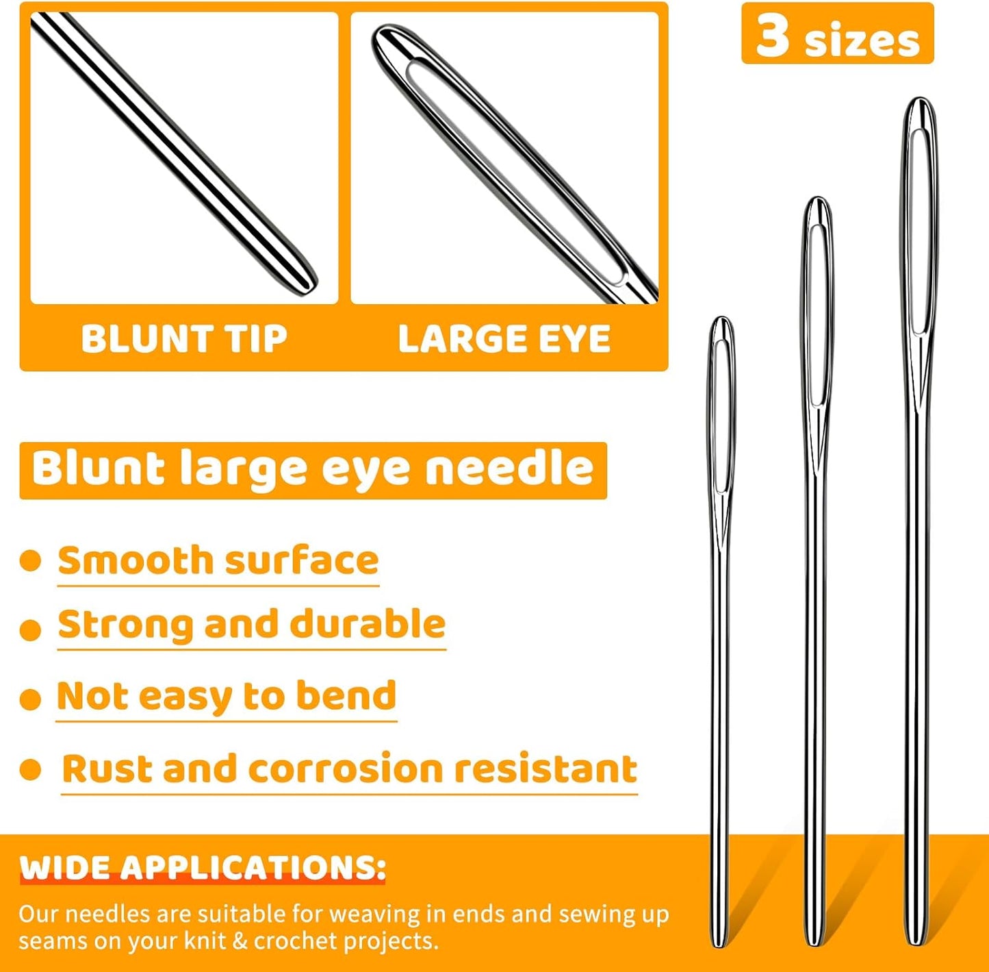 Yizzvb 263 Pcs Stitch Ring Markers, Knitting Stitch Rings with Plastic Box, 3 Types Knit Counting Ring Crochet Sewing Locking Accessories and 3 Pcs Large-Eye Blunt Needles for DIY Handmade Crafts