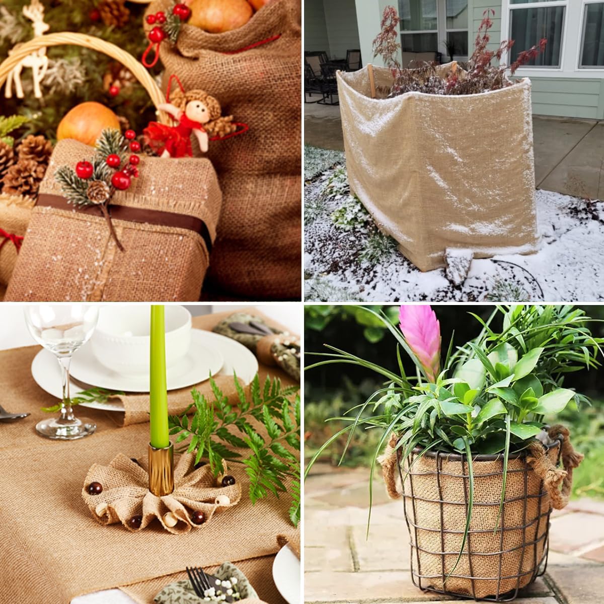 Burlap Fabric Roll, 40" x 15 Feet Burlap Garden Fabric Natural Jute for Decorations, Crafts, Weddings, Table Runner, Landscaping, Plants & Tree Covering