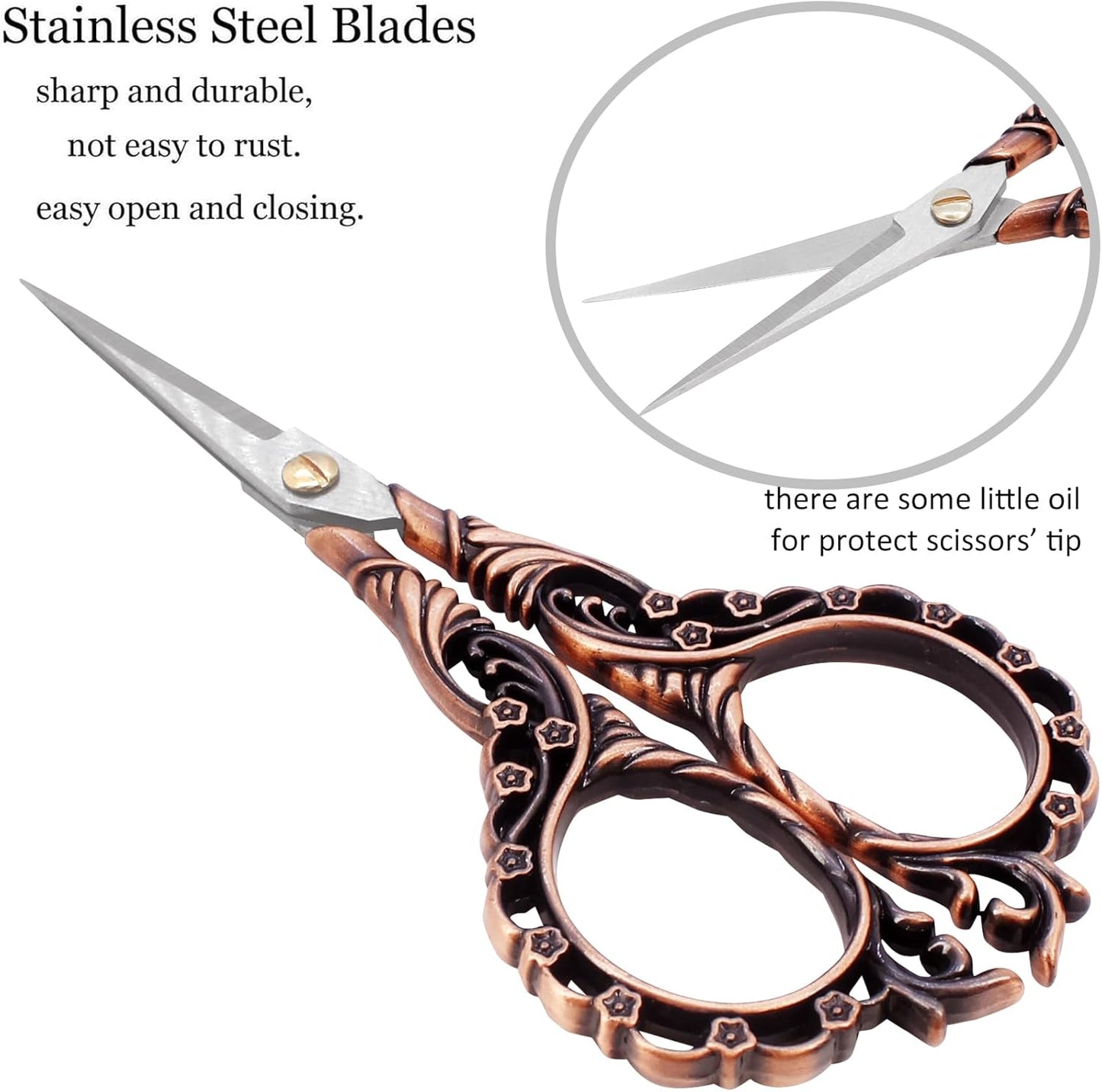 BIHRTC 4.5Inch Small Sewing Scissors Cross Crochet Scissor with Artificial Leather Cover Stainless Steel Tip Top Threading Scissors for Embroidery Needlework Craft Artwork