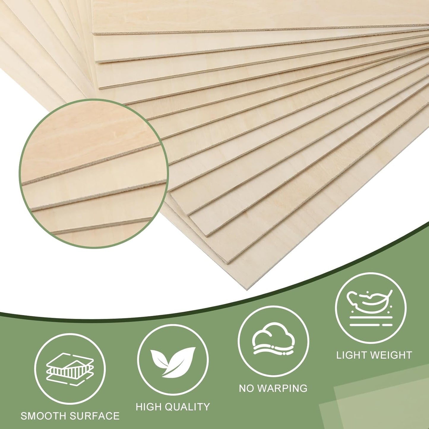 12 Pack Basswood Sheets 1/8x12x12 Inch for Crafts,Unfinished Wood for Laser Cutting & Engraving,Wood Burining,Plywood for Architectural Models.