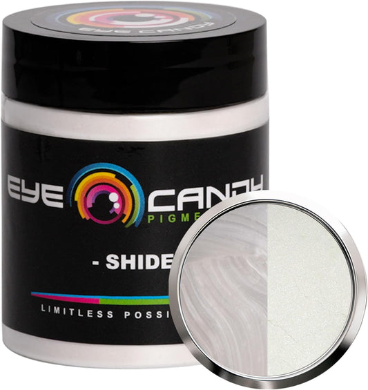 Eye Candy Pigments Premium White Mica Powder - Shide (25gr) - for Epoxy, Resin, Soap, Paint, Woodworking, Acrylic Pouring, Bath Bombs, Fishing Lures - DIY Arts and Crafts Additive