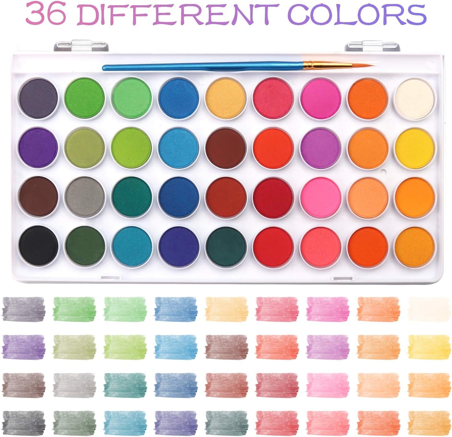 AROIC 36 Colors Watercolor Paint Set, Watercolor Pan Set with 10 Nylon Brushes and 6 Refillable Water Brushes. Perfect for Adults, Children and Beginner Artists.