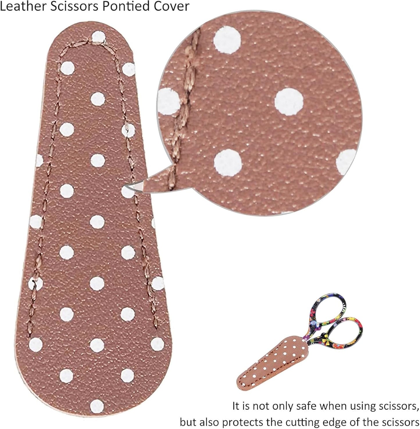 BIHRTC Little Sewing Scissors 4.5Inch Embroidery Scissors with Artificial Leather Cover Stainless Steel Scissor DIY Tools Dressmaker Small Shears for Handicraft DIY Tool Crafting Thread Art Work