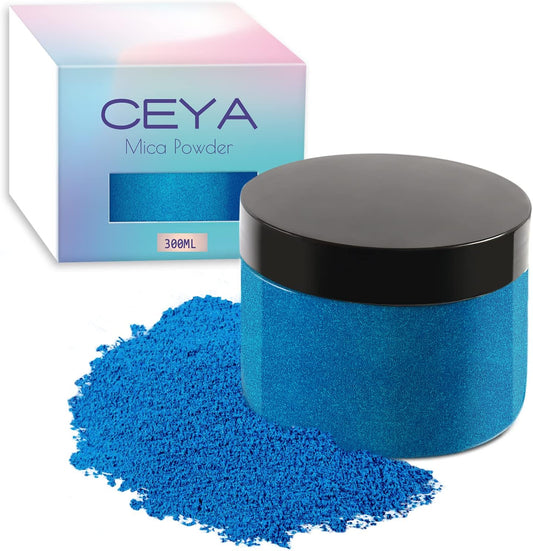 Ceya Mica Powder, 5.3oz/ 150g Ocean Blue Pearlescent Effect Colorant Pigment Powder for Epoxy Resin,Tumblers, Slime Bath Bomb, Soap Dye, Slime, Candle, Resin Crafting, Paint, Jewelry, Nail Polish