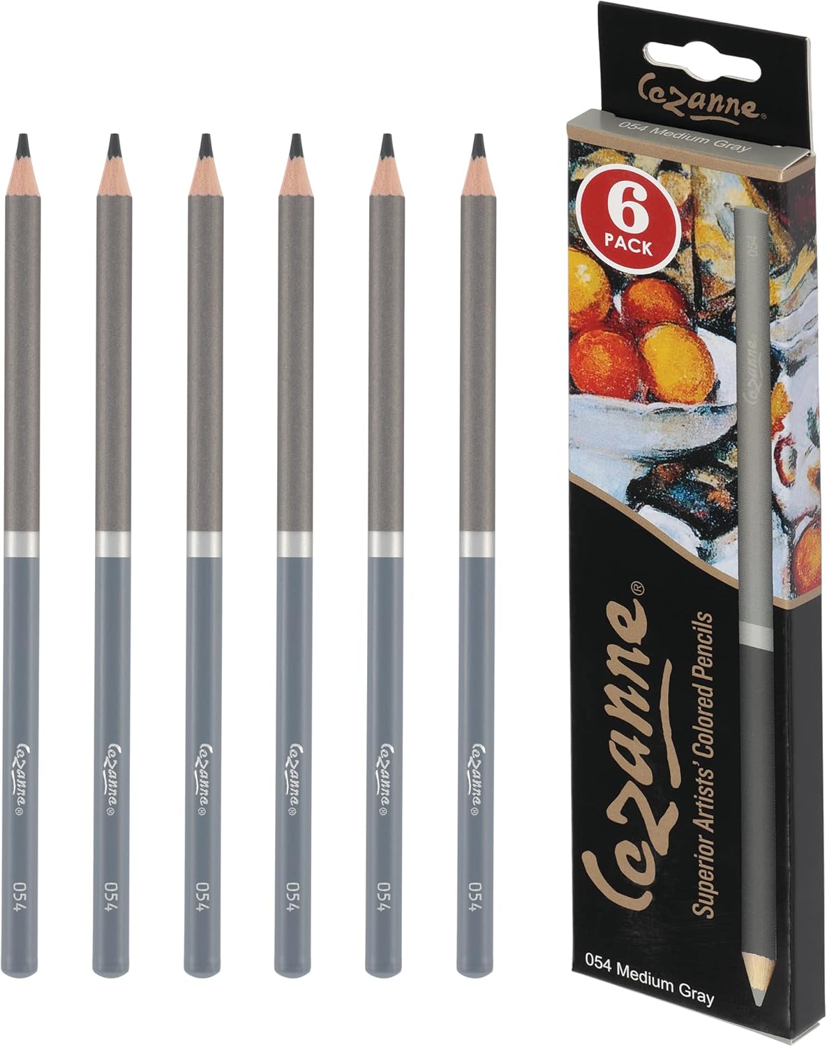 Creative Mark Cezanne Premium Colored Pencils Medium Gray 6 Pack - Highly-Pigmented Drawing Pencils - Coloring Pencils for Drawing, Blending, Coloring, and More