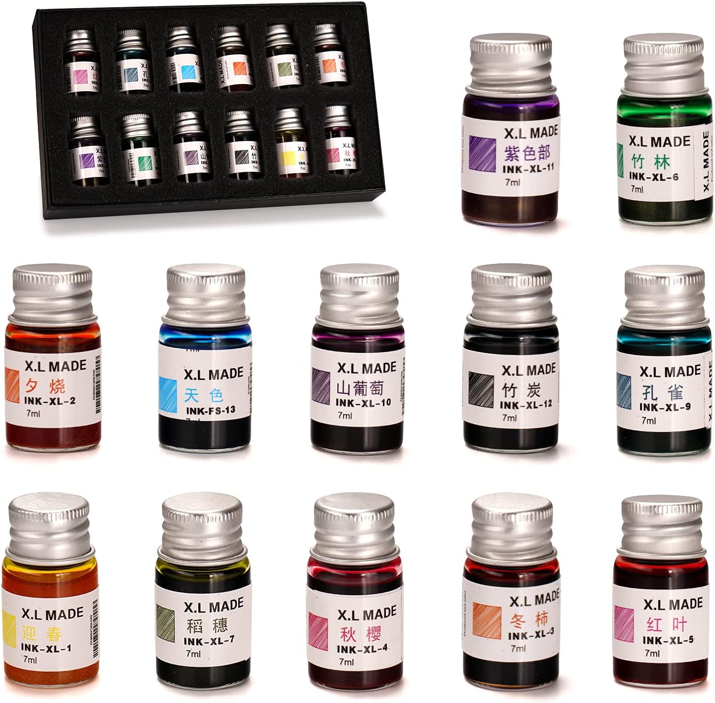 AOMAYLL Drawing Inks,Calligraphy Inks, 12 Colorful Dip Pen Ink Set for Writing, Drawing, Great for Gift Giving.
