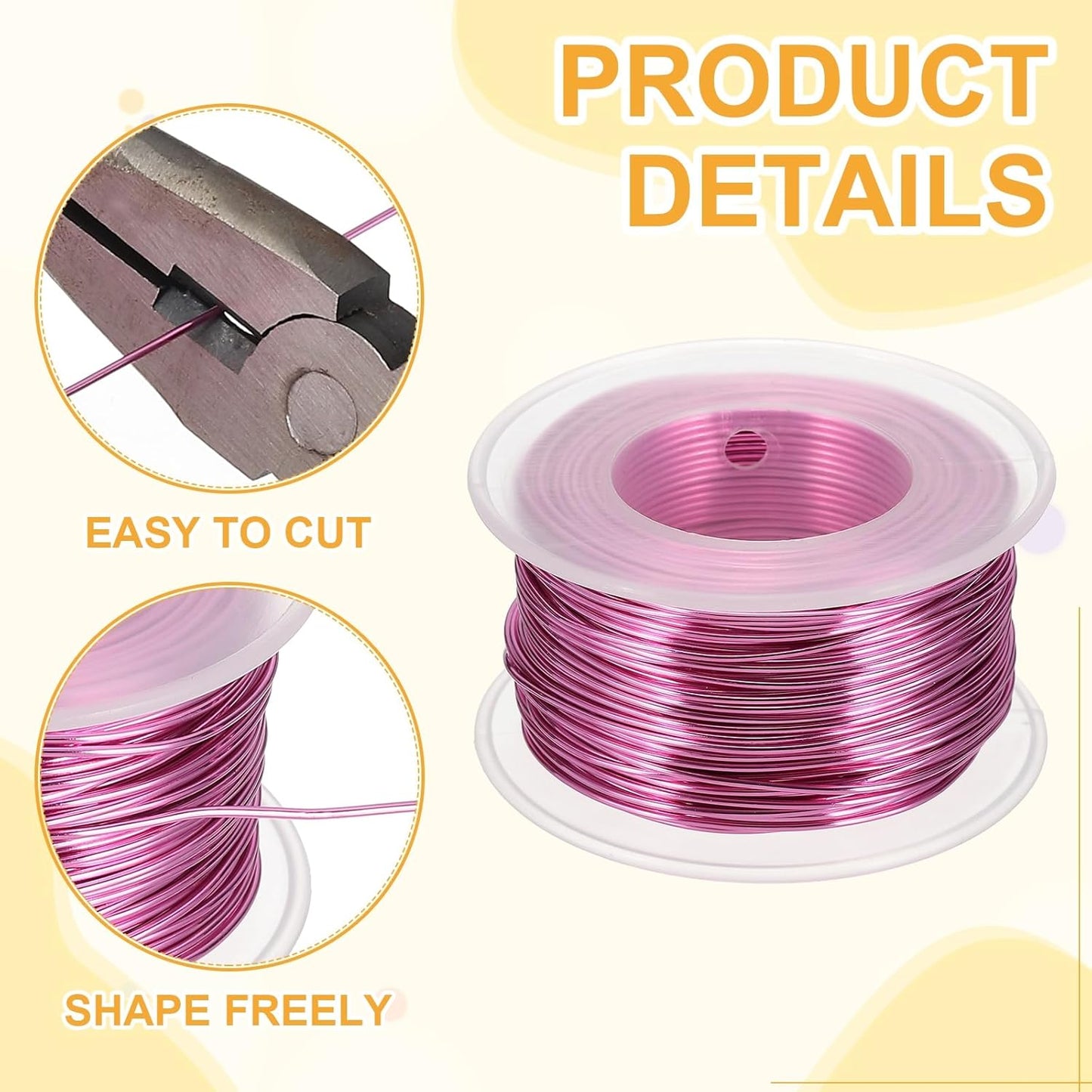 uxcell 18 Gauge / 1mm Anodized Aluminum Wire for Jewelry Craft Making, 102 Feet Bendable Flexible Wire for DIY Home Decor Gardening Sculpture, Dark Pink