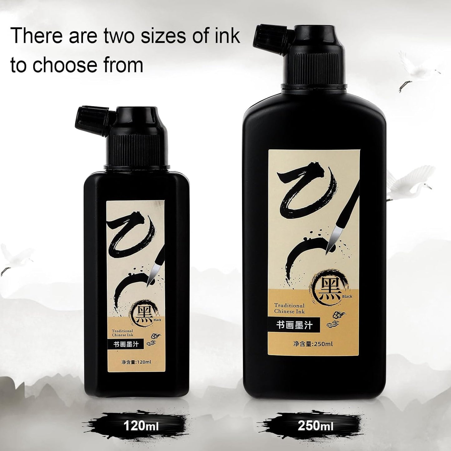 250 ML/8.8 OZ Calligraphy Ink - Versatile Elegance Chinese Brush Ink for Beginner Practice Traditional Art Works and Japanese Brush Black Ink