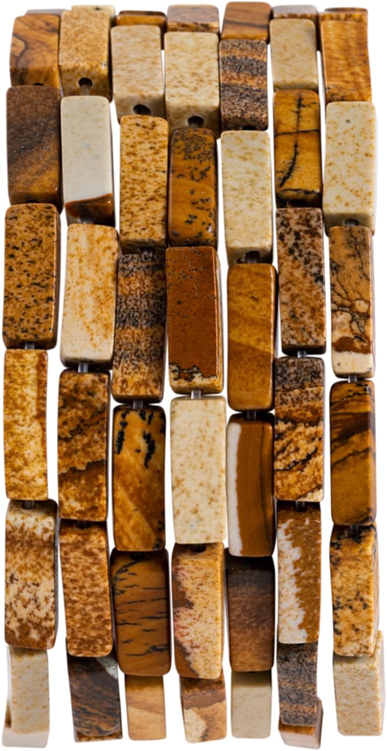 Natural Blown Picture Stone Rectangle Tube Beads 4x13mm 38cm/str Loose Semi Gemstone Stone Beads for Making Bracelets Necklace Earrings