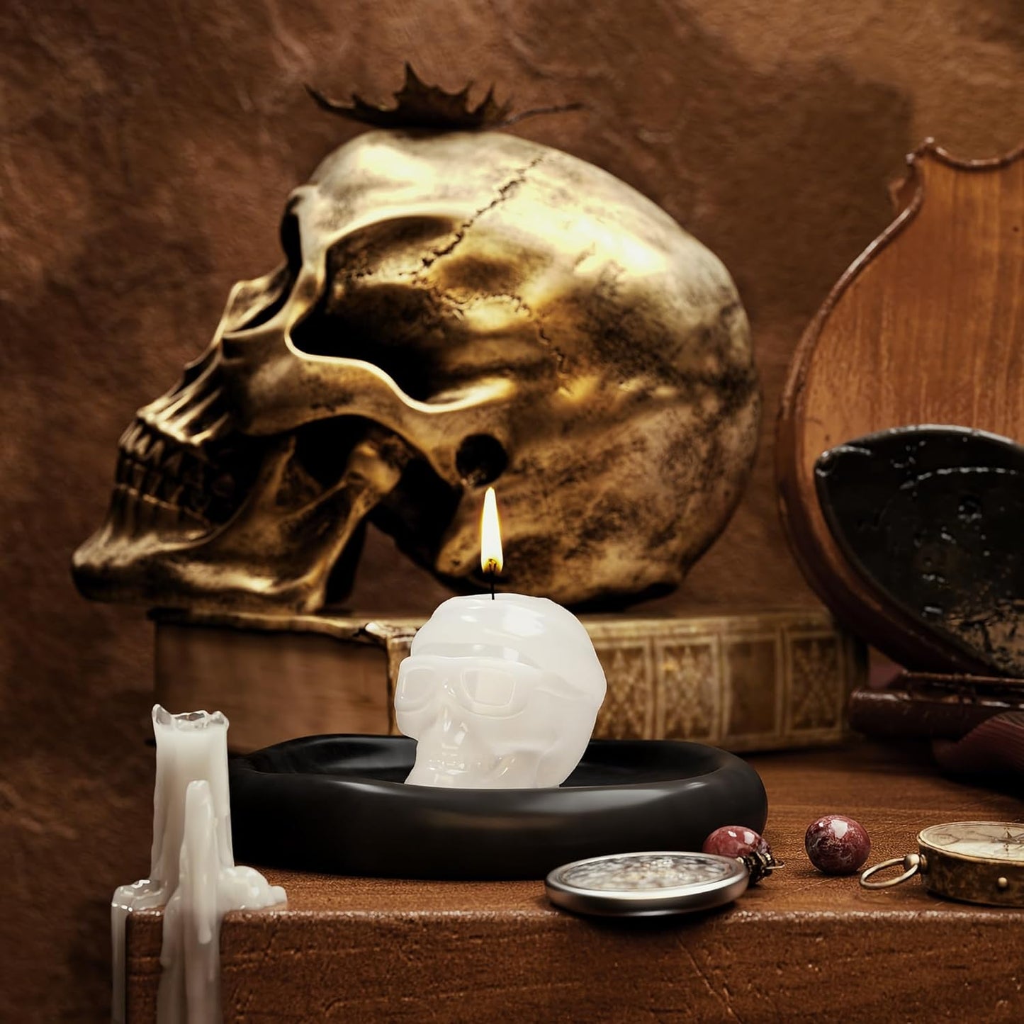 Readaeer Skull Silicone Molds, 3D Skull Molds, 6 Style Large Silicone Molds for Resin, Ice, Chocolate, Soap, Clay, Candle Wax Casting, Halloween Home Decoration