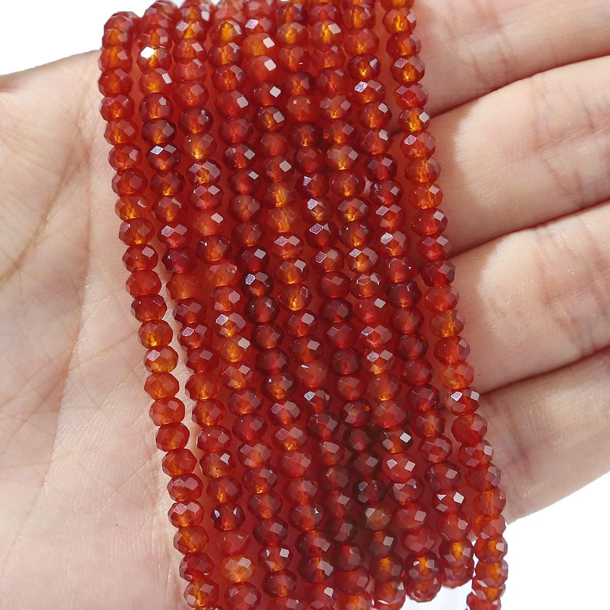 Natural Red Agate Beads 4x2mm 120pcs Faceted Rondelle Loose Semi Gemstone Beads for Jewelry Making Design