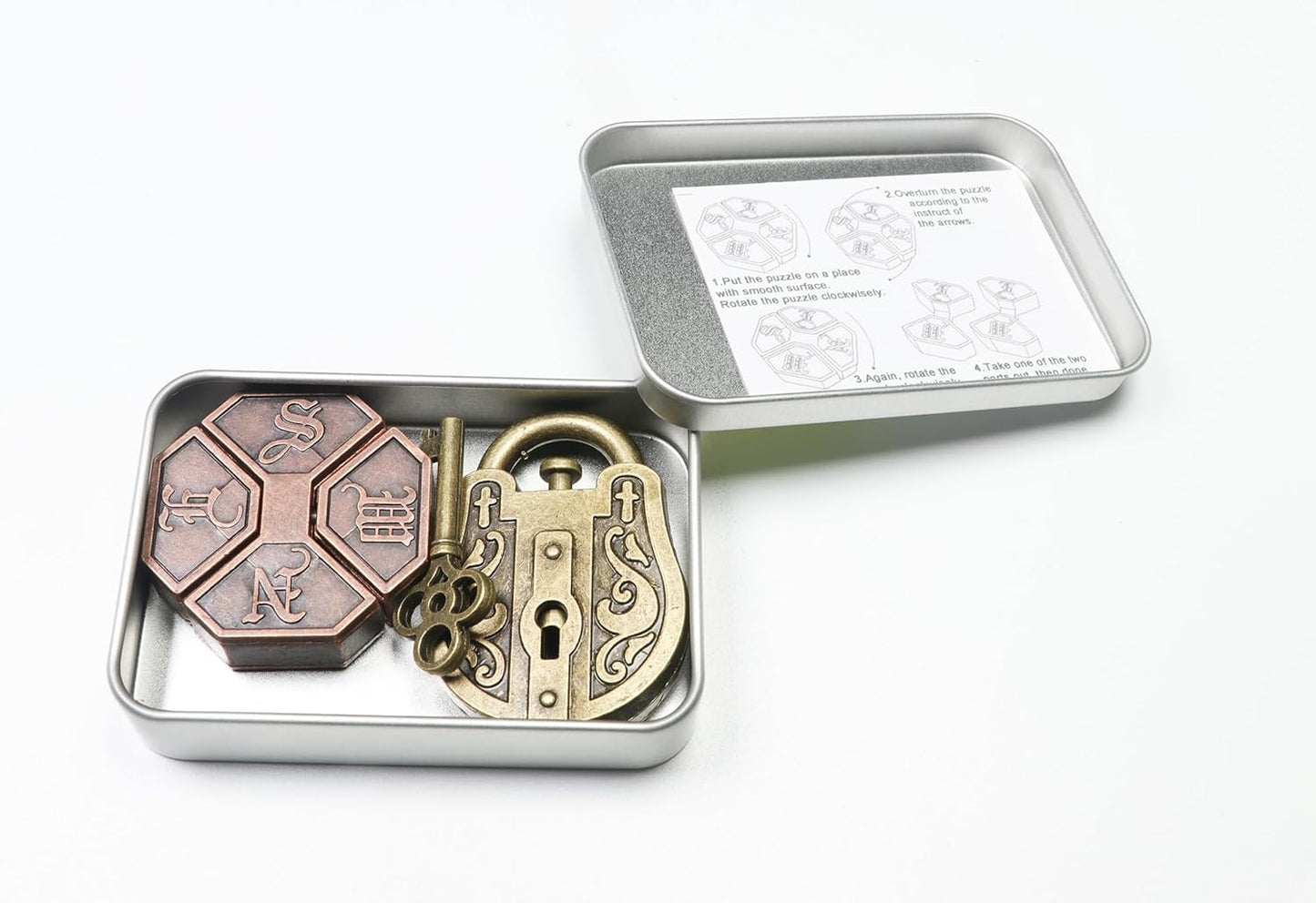 2Pcs Brain Teaser Puzzles for Games, Educational Toys, Mind and Metal 3D Puzzles, Unlock Interlock IQ Box