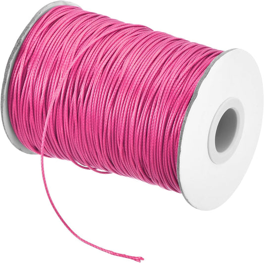 MECCANIXITY Waxed Cord 1.2mm Waxed Polyester Cord 175 Yard Wax String for Bracelet Making,Necklaces, Beading,Jewelry Making and DIY Crafts(Light Rose Red)