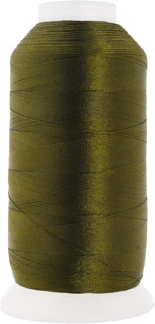 Mandala Crafts Olive Green Heavy Duty Thread -1500 Yds Tex 90 Thread for Sewing Drapery Jeans Leather Hair - Bonded Polyester Thread Outdoor Marine Upholstery Threads