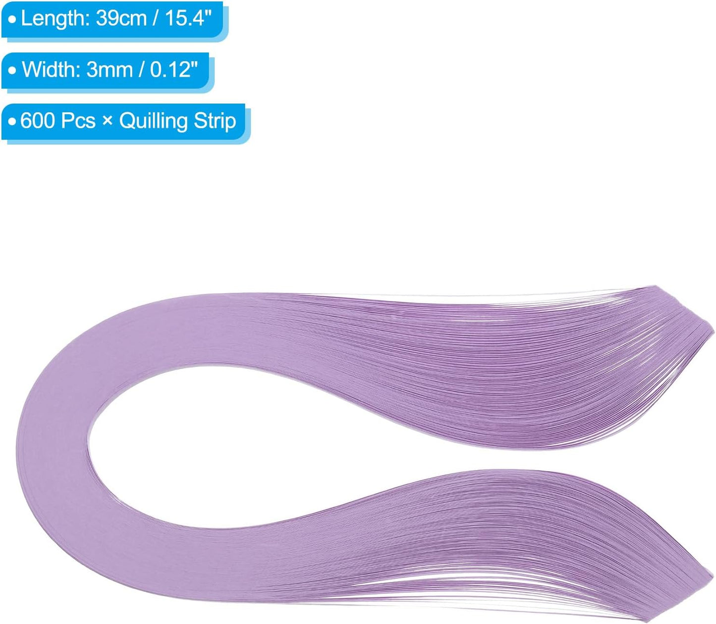 PATIKIL 600pcs Quilling Strips Paper 1/8"(3mm) 39cm Origami Paper Quilling Strip for Art DIY Hand Craft Christmas, Light Purple