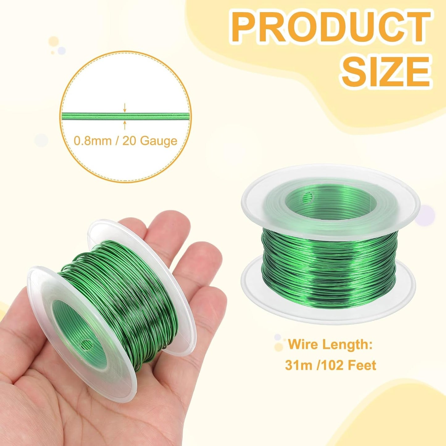uxcell 20 Gauge / 0.8mm Anodized Aluminum Wire for Jewelry Craft Making, 102 Feet Bendable Flexible Wire for DIY Home Decor Gardening Sculpture, Green