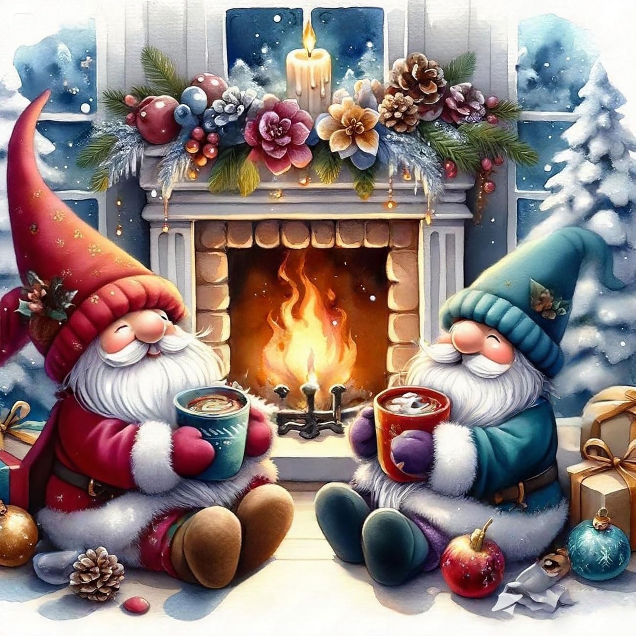 Christmas Stamped Cross Stitch Kits - Christmas Gnome Counted Cross Stitch Kits for Beginners Adults Needlepoint Cross-Stitch Patterns Dimensions Needlecrafts Embroidery Kits Arts and Crafts