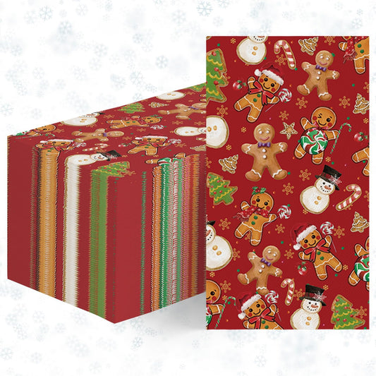 Horaldaily 100 Christmas Disposable Paper Decorative Guest Napkins, Gingerbread Man Hand Towel for Party Lunch Dinner Kitchen Bathroom