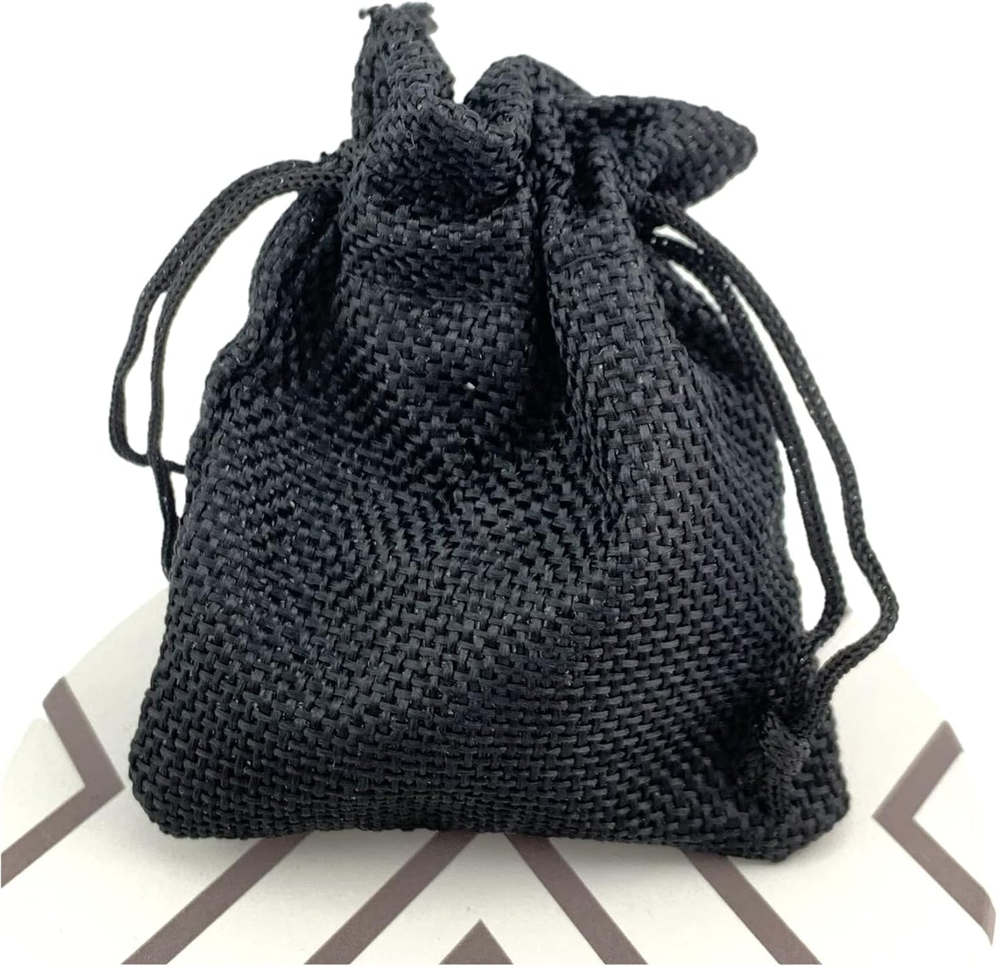 Palmhomee Pack of 25 Burlap Gift Bags with Drawstring Linen Jewelry Pouches Wedding Hessian Jute Bags for Birthday Jewelry and Treat Pouches Party Wedding Favors Gift Art and DIY Craft (2.8x3.6 Inch, Black)