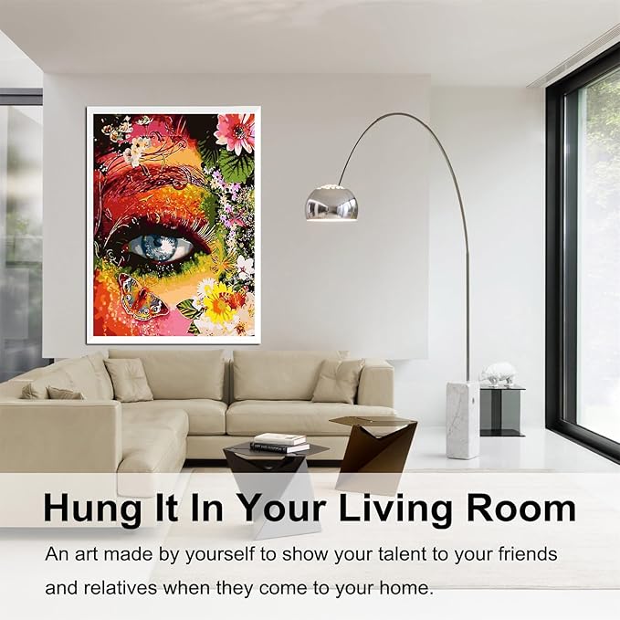 BAISITE Paint by Numbers Kit for Adults Beginners,16" Wx20 L Canvas for Painting Kits for Adults in Colorful Box-Color Eye Mother Earth 8407