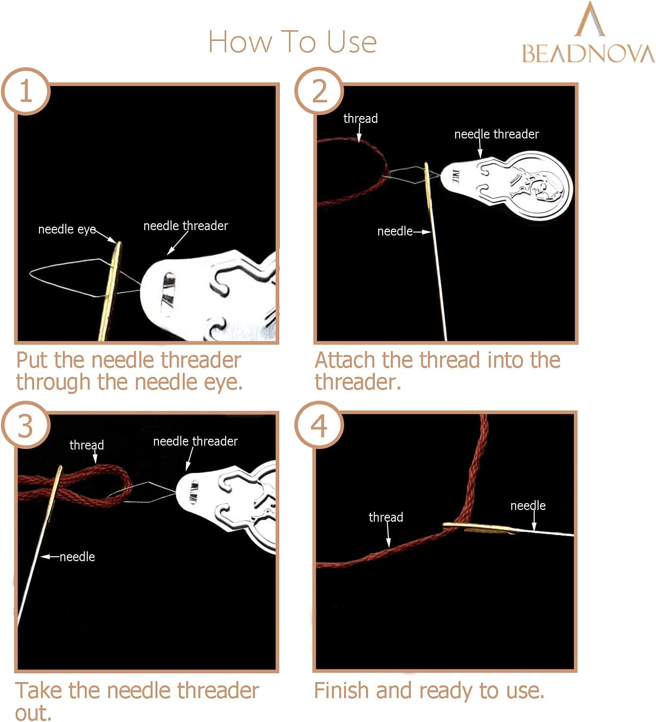 BEADNOVA Embroidery Needle Threader Tool 50pcs Aluminum Sewing Machine Needle Threader for Hand Sewing Cross Stitch Craft Knitting Quilting (50pcs)