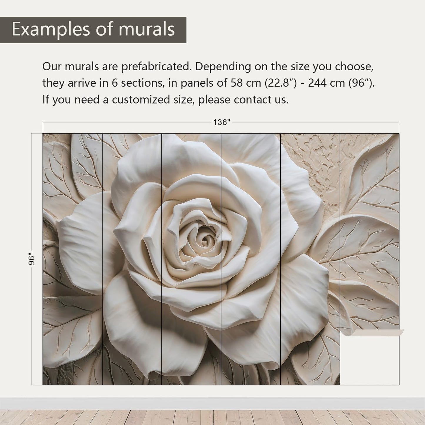 AFZEVEB-3D Rose Flower Wallpaper Large Floral Wall murals for Bedroom 136"x96"(Not Peel and Stick)