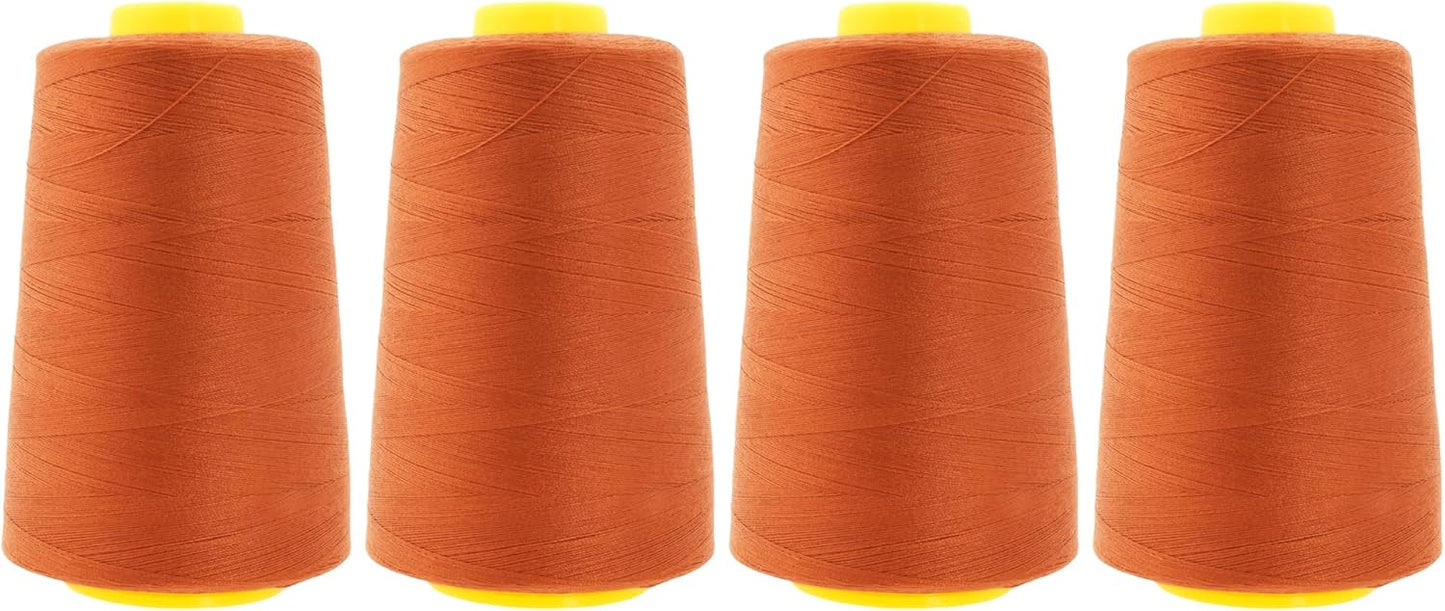 Mandala Crafts 4 Pack of Serger Threads Cones Spools - 40S/2 24000 Yards Polyester Rust Threads for Sergers Machine and Overlock Quilting Sewing Machine