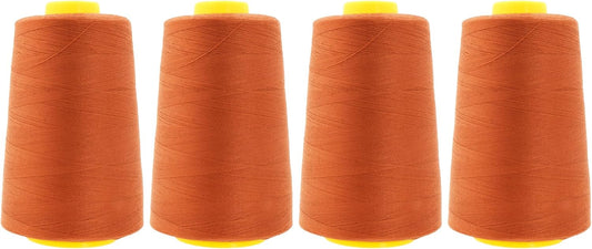 Mandala Crafts 4 Pack of Serger Threads Cones Spools - 40S/2 24000 Yards Polyester Rust Threads for Sergers Machine and Overlock Quilting Sewing Machine