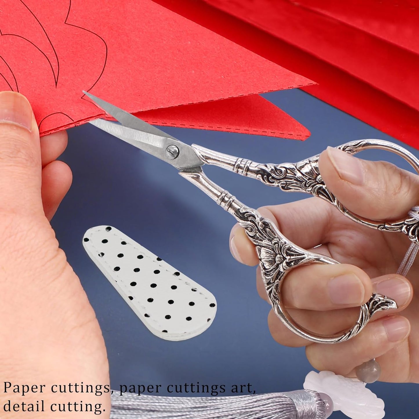 BIHRTC 4.5Inch Needlepoint Scissors Sharp Embroidery Scissor with Cover Tassel Stainless Steel Precision Shears Crochet Cross Shears for Beading Sewing Machine DIY Artwork Knitting