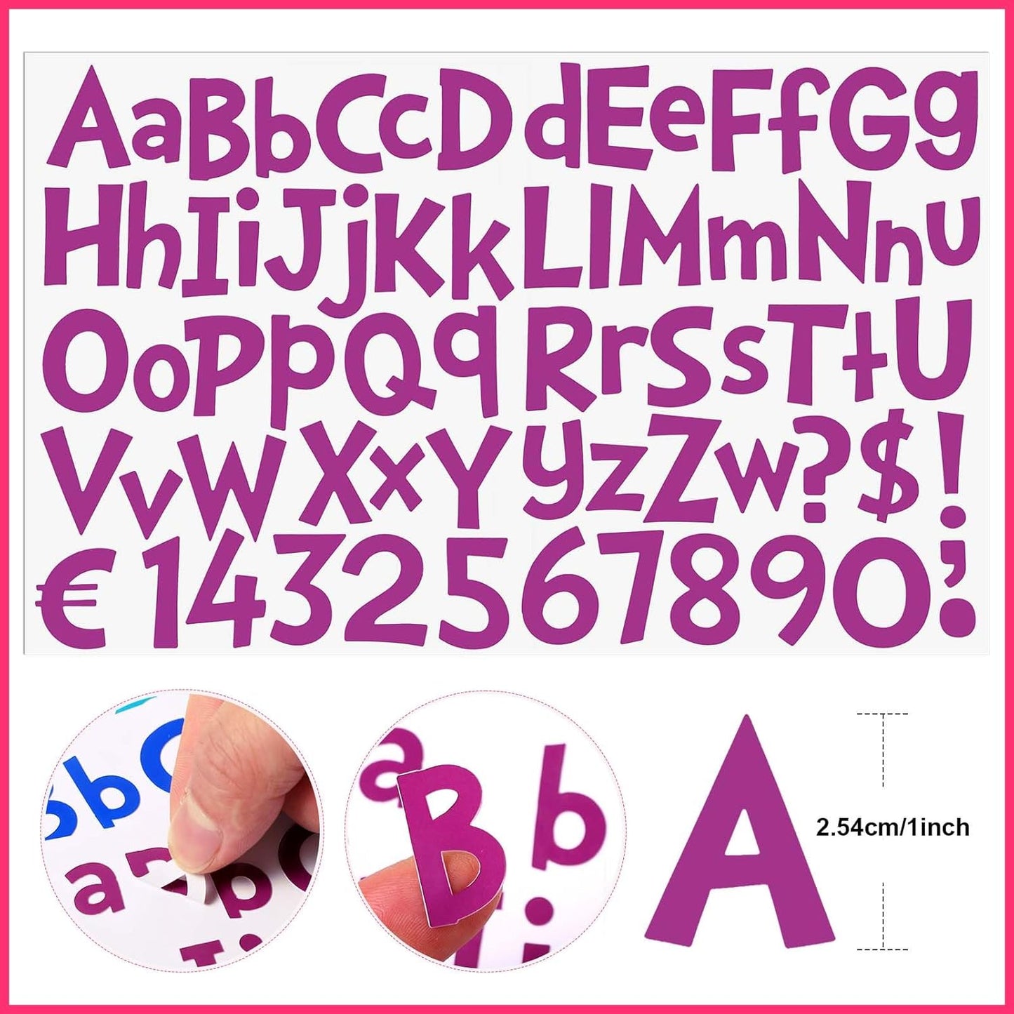 TaoBary 544 Pcs 2 Inch 16 Sheets Large Letter Stickers, Upper and Lower Case, Adhesive Vinyl Alphabet Sticker for Bulletin Board, Poster, Bottle, DIY, Notebook(Colorful,1 Inch)