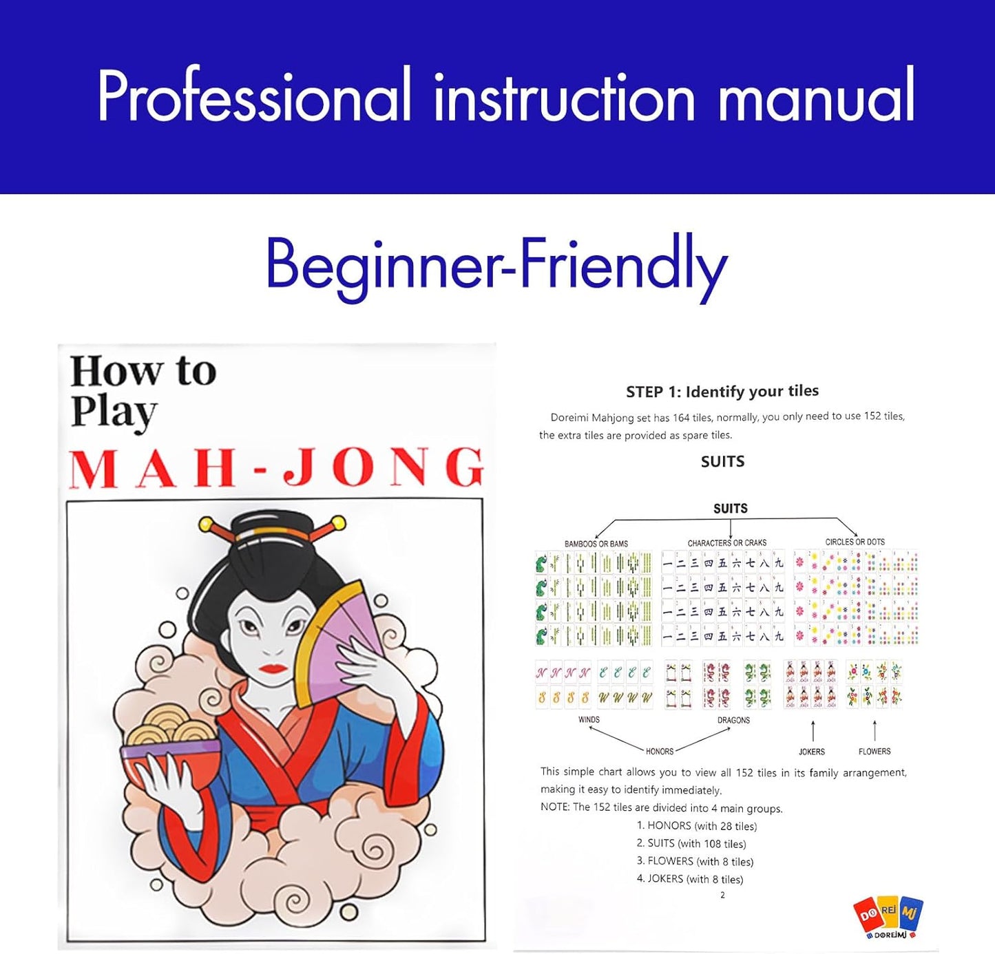 Original Design American Mahjong Tile Set with 160 Acrylic Blue Back Tiles, Upgraded American Style Mahjong Game with Portable Bag and 4 Dices, Classic Board Games for Family Night