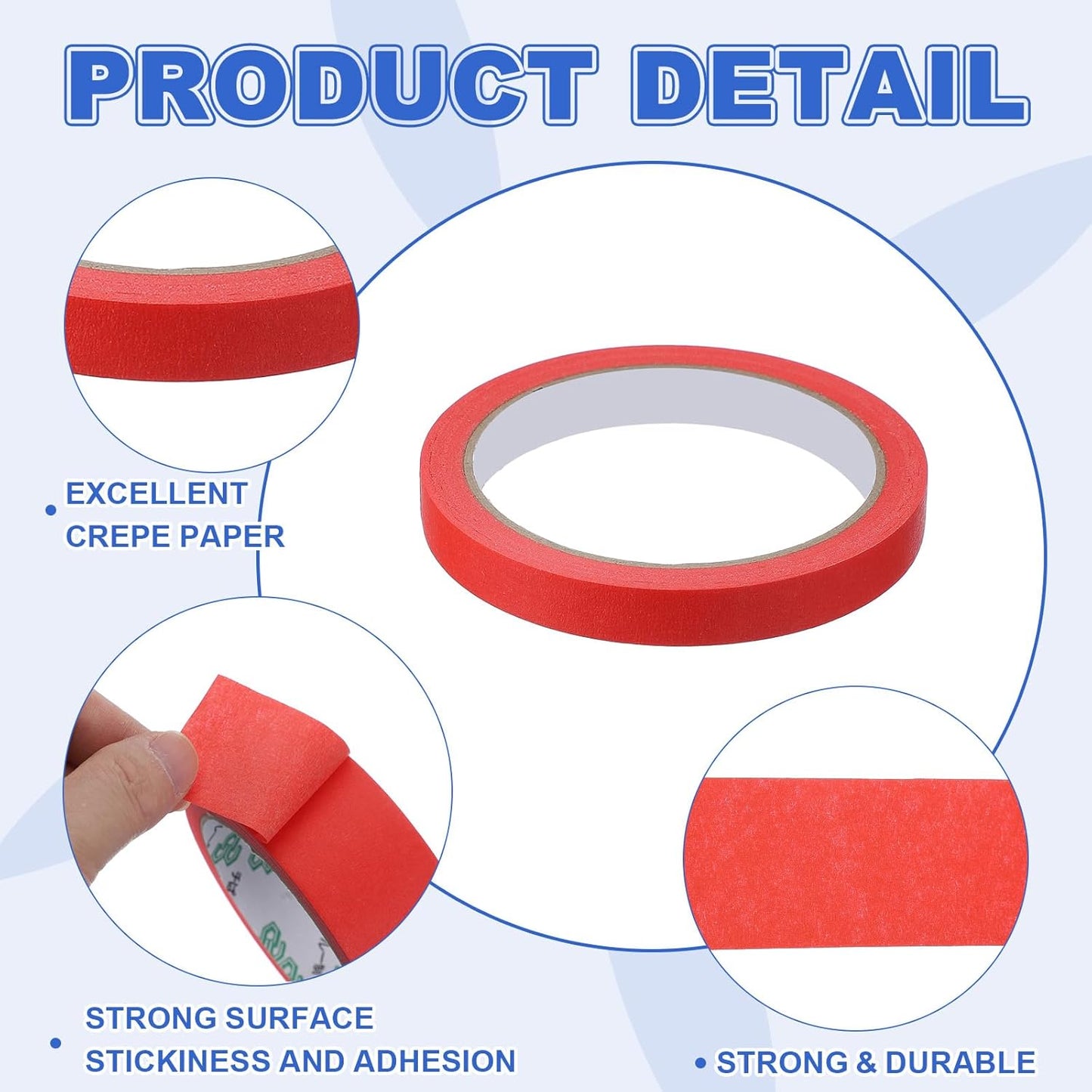 MECCANIXITY Masking Tape 0.5 Inch x 21 Yard Painter's Tape Red Paint Tapes for DIY Crafts Arts Drawing Decoration Labeling Car Painting Artist Teachers, Pack of 6