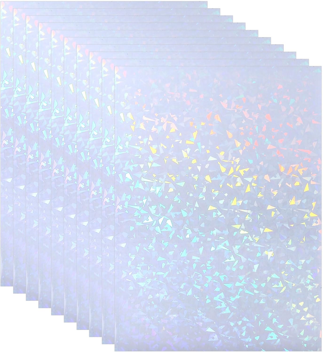 PATIKIL 11.7x8.3" Holographic Sticker Paper, 10Sheets A4 Polypropylene Self-Adhesive Transparent Waterproof Laminate Overlay Film for Photo Cards Scrapbook Decorations, Broken Glass