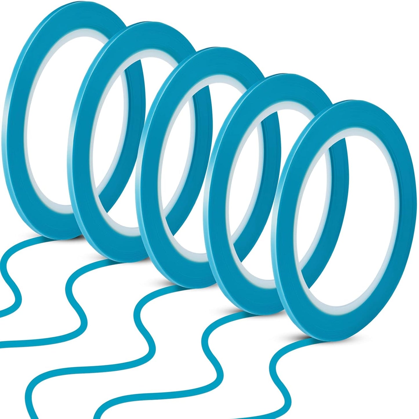 5 Rolls of Vinyl Tape Masking Tape Automotive Car Auto Paint for Curves, High Temperature Vinyl Low Tack(1/8 inch,Blue)