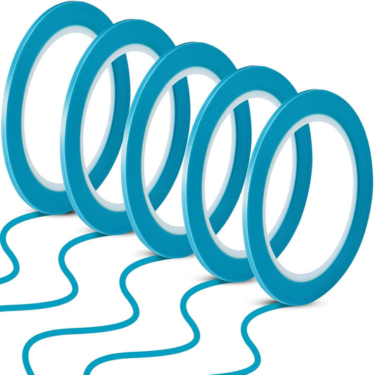 5 Rolls of Vinyl Tape Masking Tape Automotive Car Auto Paint for Curves, High Temperature Vinyl Low Tack(1/8 inch,Blue)